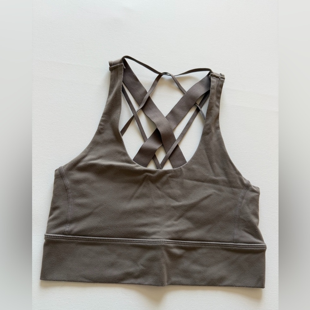 Balance Athletica Taupe Strappy Sports Bra Small | Yoga Pilates Athleisure - Picture 3 of 7